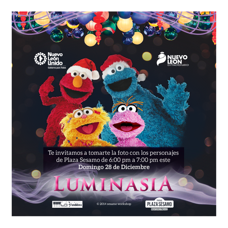 NuevoLeonTravel's tweet photo. ¡Buenos días! Hoy en #Luminasia estarán los personajes de @PlazaSesamo ¡tómate la foto! http://t.co/SNApePfypd