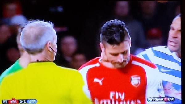 edcoleridge's tweet image. @_OlivierGiroud_ deservedly sent off, but @rioferdy5 should have gone for grabbing his neck #inconsistentrefs #AFC