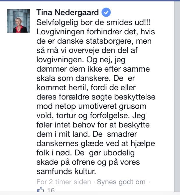 Haikujon's tweet photo. Tina Nedergaard:
"Jeg ejer begrebet 'dansk'.
Hvor er dit Blauschein?"
#dkpol #aintnoismlikeracism http://t.co/OZR7ODdApr