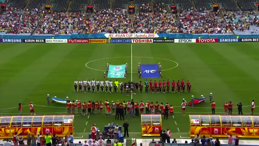 The National Anthems ring out, we're almost ready to go! #UZBvPRK #AC2015
