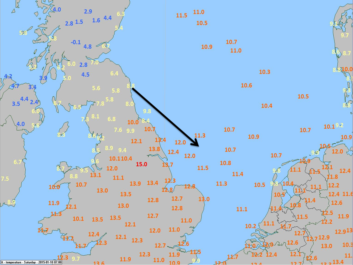 _weernl's tweet photo. Achter de buienlijn stroomt vanmiddag aanmerkelijk #koudere lucht binnen. Dit zijn de temperaturen gemeten om 8.00u. http://t.co/ofnIxA6pI6