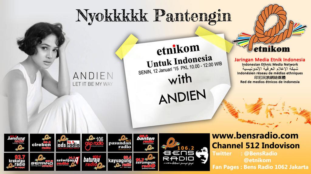bensradio1062fm's tweet photo. Ngobrol asyik di #EtnikomUntukIndonesia with @andienaisyah bareng mpok @aninakarin @SiNonIpeh @puspabaresi http://t.co/8iDYeNGeiH