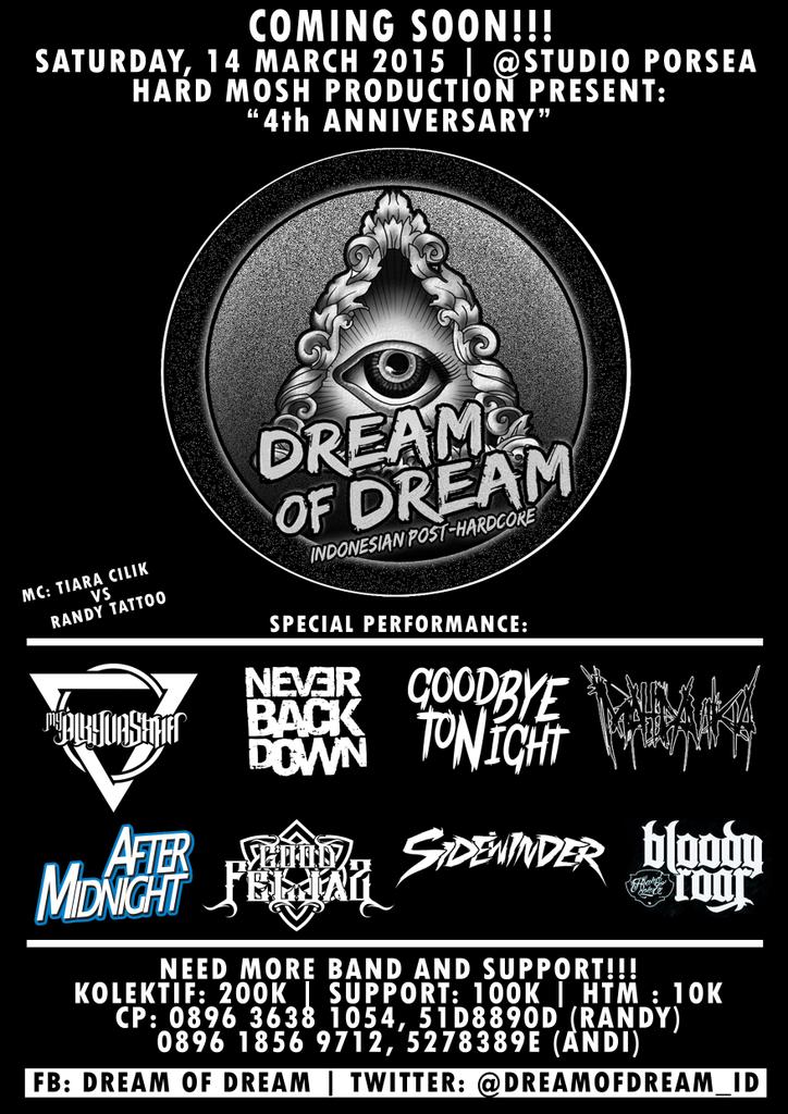 Tersisa 3Sloot Aniversary 4Th <a href="/dreamofdream_ID/">Dream Of Dream</a> 14 maret 2015 <a href="/studioporsea/">studiomusikporsea</a> #Sebarkan
