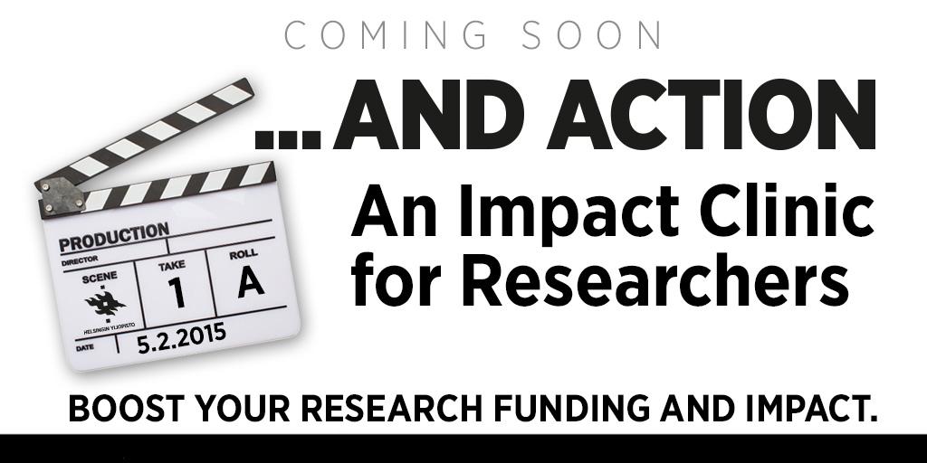 Helsinkithinkco's tweet photo. ...And Action- Impact Clinic for researchers, weekly starting on Feb 5 at Think Company. Save the date, details soon. http://t.co/QDZzoewhrV