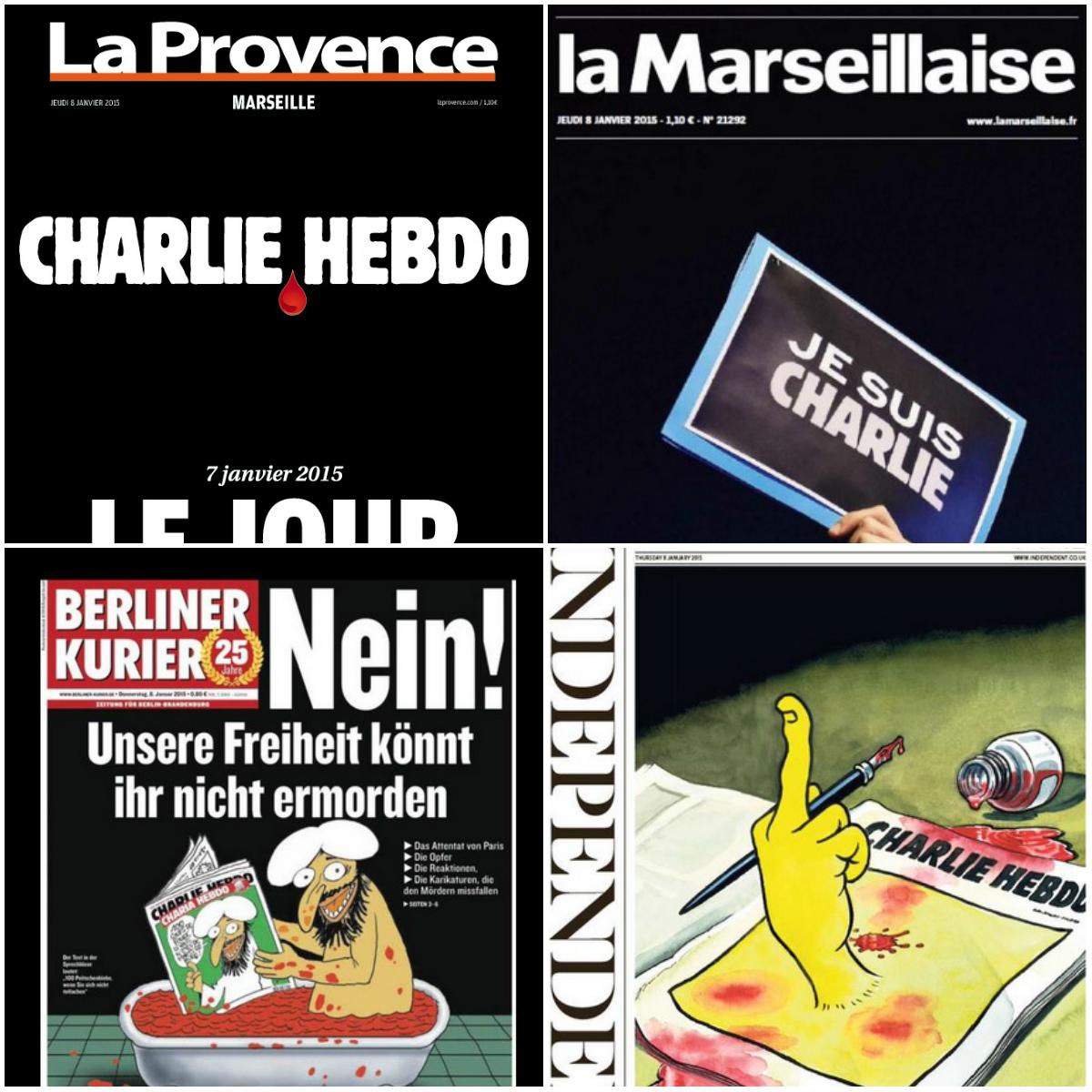 Attentat à Charlie Hebdo : les Unes des journaux dans le monde lpce.co/1KofyVw #JeSuisCharlie #CharlieHebdo
