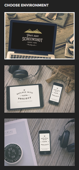 3 new environments are available - MacBook, iPad and an iPad+iPhone. 
Have fun mockup-ing! magicmockups.com