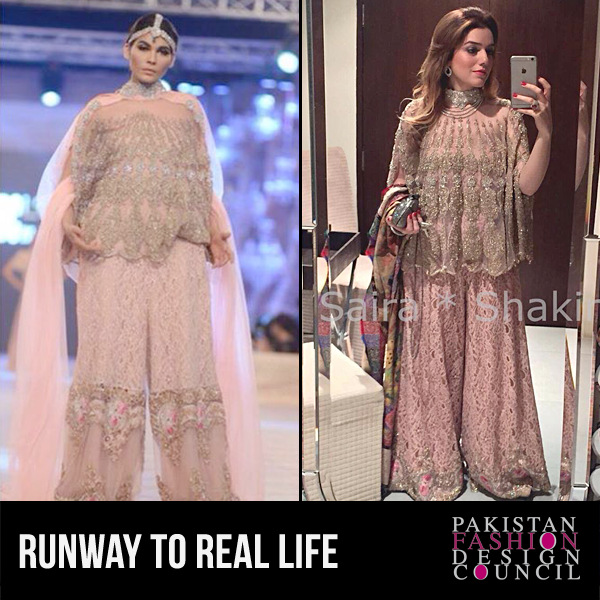 PFDCOfficial's tweet photo. Amna watto makes Saira.Shakira look even better than the runway, we love the details.  #PLBW2014 #runwaytoreallife http://t.co/LW3FmwZvB5