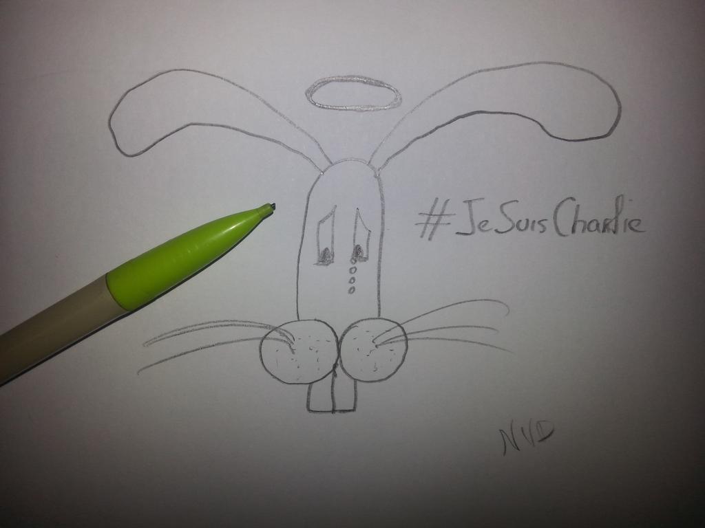 QueCanto31's tweet photo. Je sais rien dessiner à part des lapins, mais voilà. #JeSuisCharlie #TousAvecUnCrayon http://t.co/xPDoMoXj4C