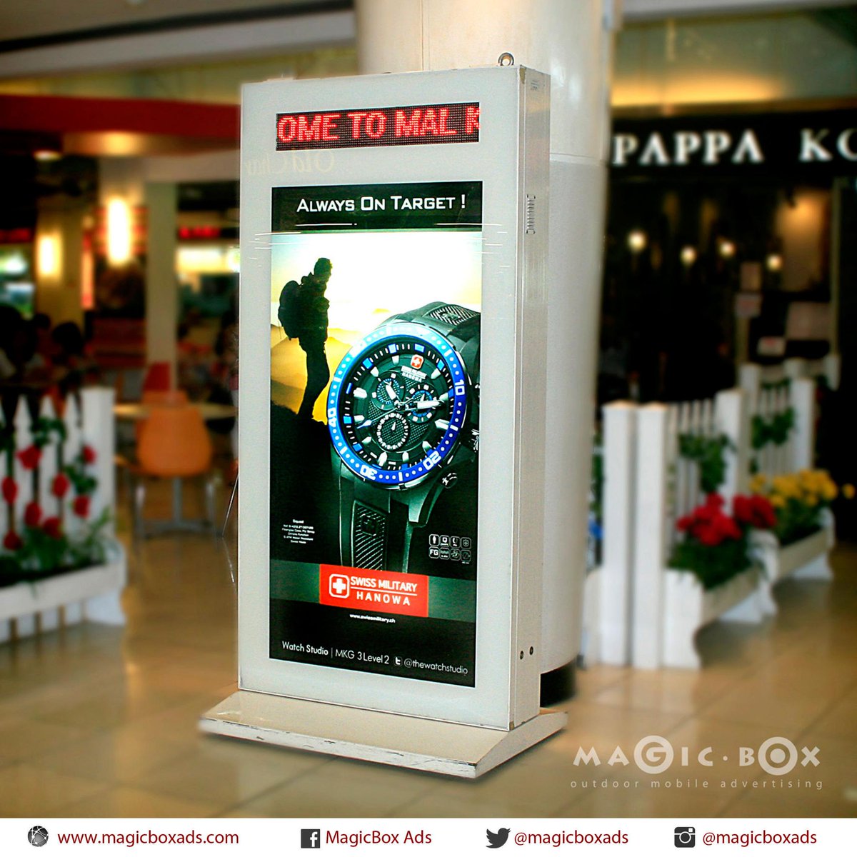 MagicBoxAds's tweet image. #WatchStudio @thewatchstudio at @MKGLaPiazza #ScrollingDisplay #Media #iklan #outdoor #creative #advertising #uniq