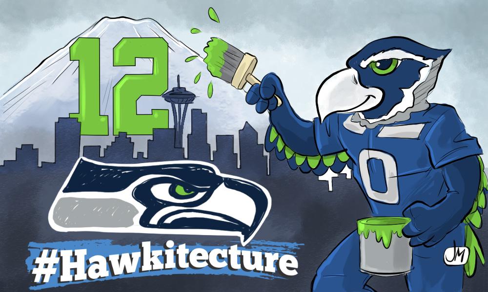Seahawks's tweet image. You know @BlitzTheSeahawk is applying #AlwaysCompete to #Hawkitecture. Now let's see what you've got @12s.