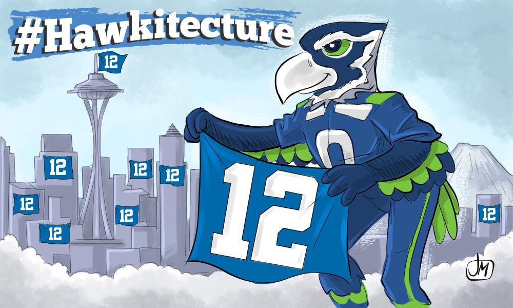 Seahawks's tweet image. You know @BlitzTheSeahawk is applying #AlwaysCompete to #Hawkitecture. Now let's see what you've got @12s.