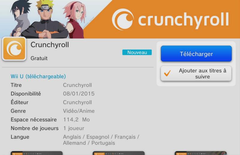 Crunchyroll dispo sur Wii U en France