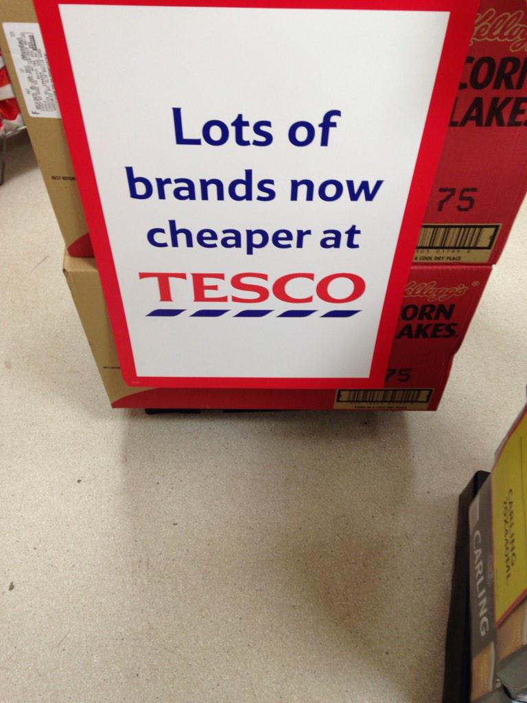 Strensall5024's tweet photo. Loads of brands cheaper at Tesco http://t.co/YwnP743Zi5