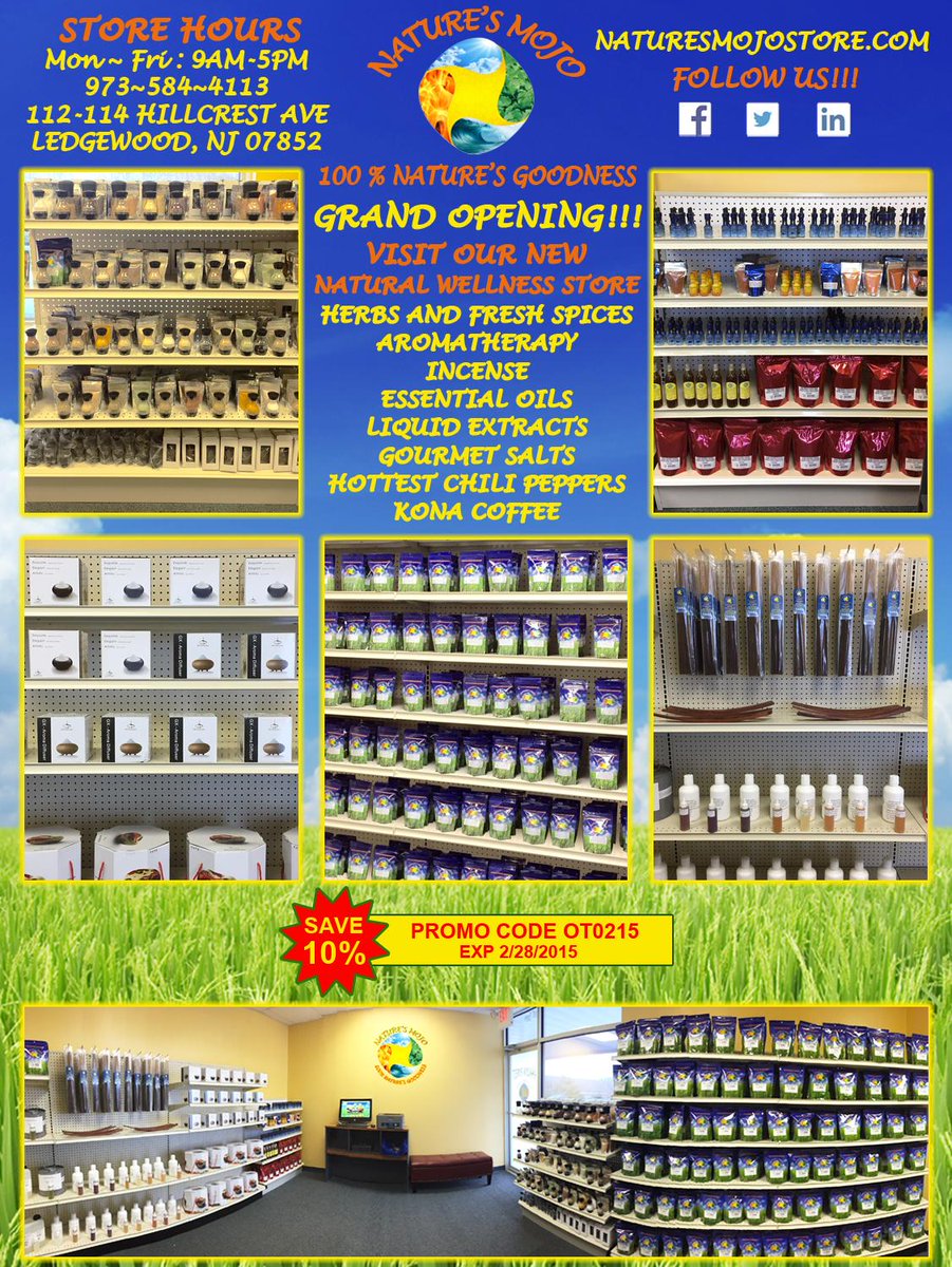 AmazonForestInc's tweet photo. Happy 2015!! We are THRILLED to announce our Natures Mojo store now OPEN!! Please visit our Ledgewood, NJ location!! http://t.co/9pNX3qCzg9