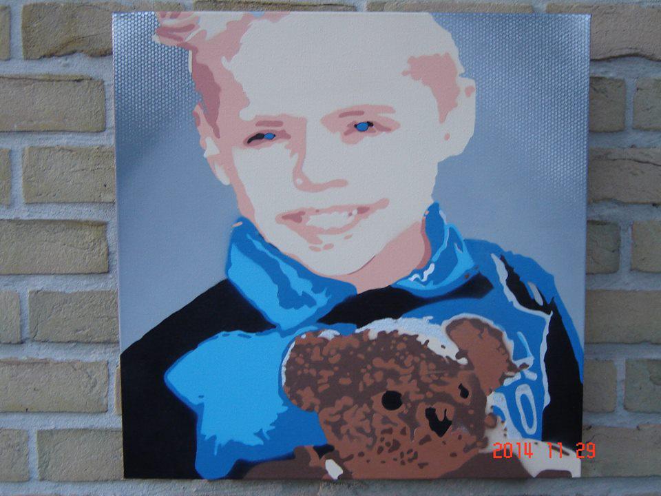 For @GroenenPhilippe A painting of his god son made by <a href="/Dirtybiscuit73/">Christian Burnham</a> #Brody #Stencilart #Clubbruggeshirt