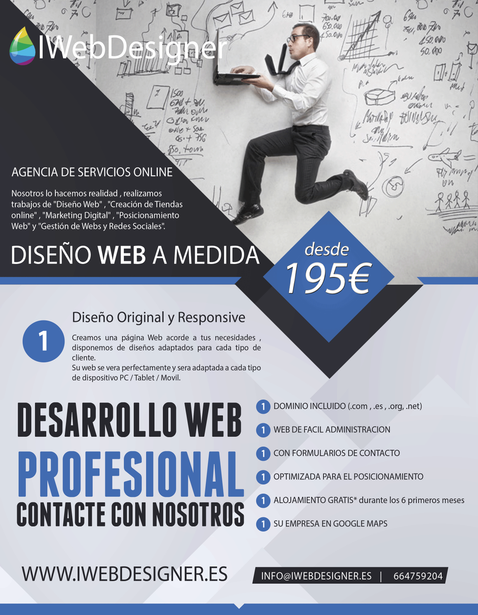 IWebDesigner_es's tweet image. #DiseñoWeb desde 195€ - Creación de #TiendasOnline desde 295€ - Gestión de paginas Web iwebdesigner.es