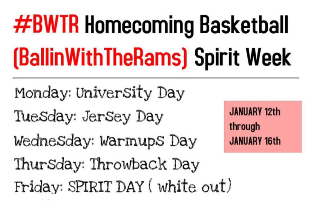 RamFamPage's tweet photo. HOOPSCOMING SPIRIT WEEK NEXT WEEK. RETWEET AND SPREAD THE WORD. ALSO ASSEMBLY AND GAME NEXT FRIDAY🎉🏀 #BWTR http://t.co/78Lm4dou2l