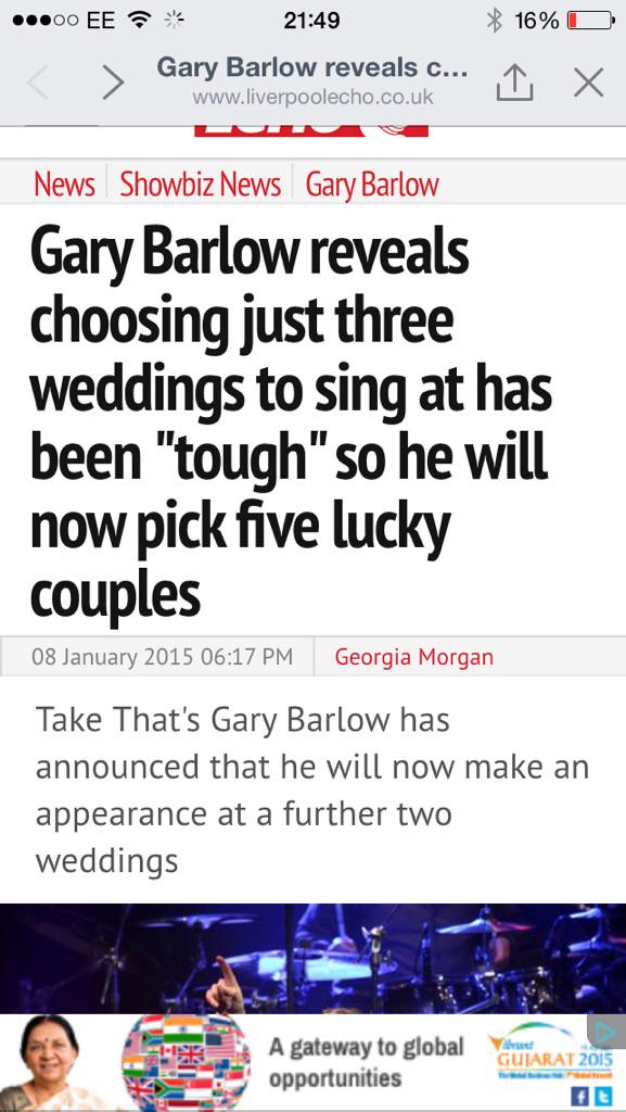 RachelRudman's tweet photo. @GaryBarlow #singatjamieandcharswedding http://t.co/IFkQtVIFK6