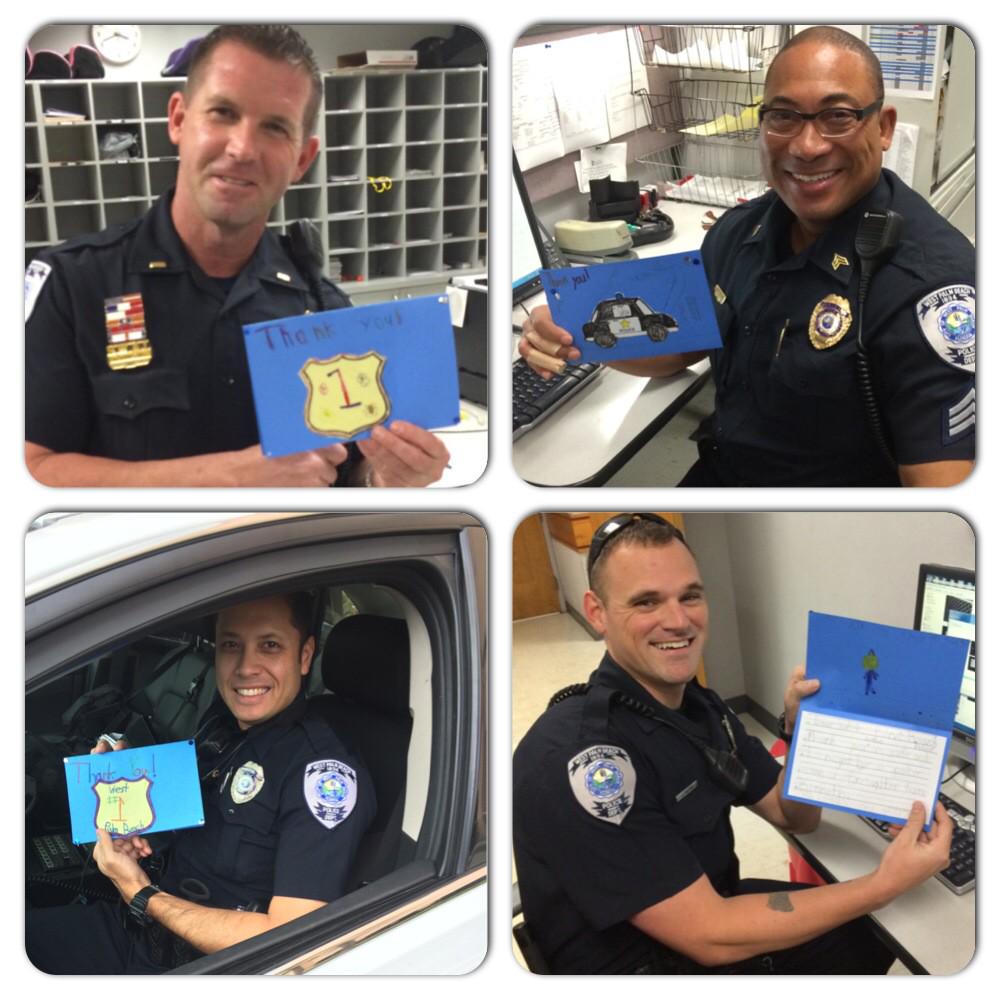 WestPalmPD's tweet photo. We have smiling officers! Thank you for the cards.... #firstrespondersappreciationweek @westpalmbch @SchoolPolicePBC http://t.co/lcsT3BBceO