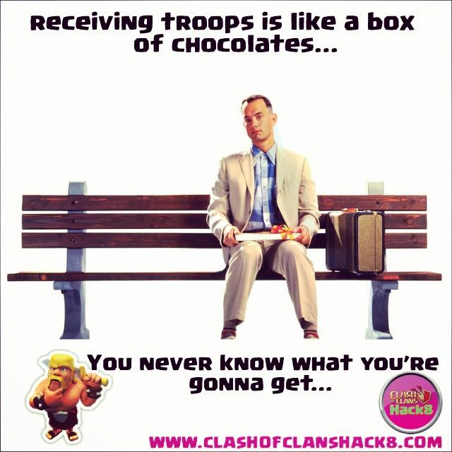 CoC_hack8's tweet image. When you request for a specific troop but you don't get what you asked for... :D #ForrestGump #clashofclanshack8