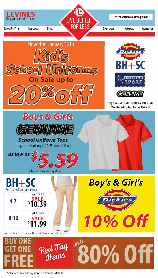 LevinesDS's tweet image. School uniform tops on sale as low as $5.59 at @LevinesDS