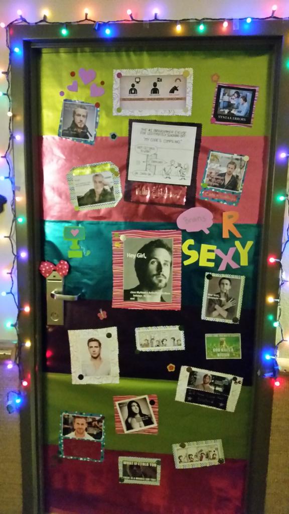 HeatherLDoughty's tweet image. Door decor. Theme: Teen crush on programmer Ryan Gosling (for his brains).  #Sapiosexual #codemash #codemash2015
