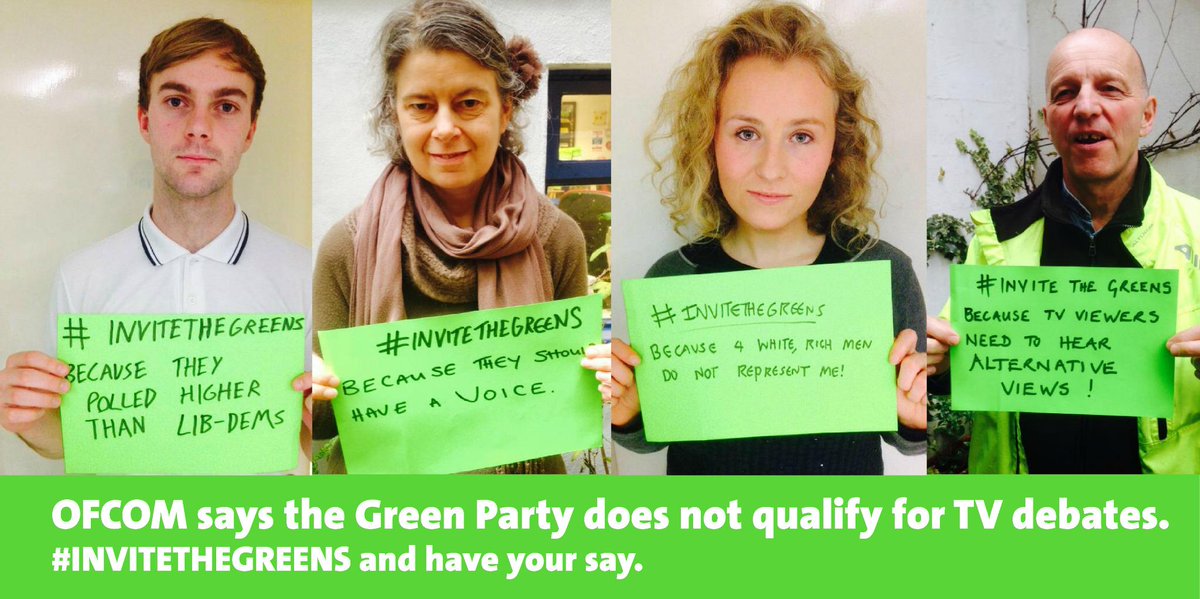 Ofcom decision out of date, undemocratic &amp; indefensible. Pls tell them why they are wrong &amp; should #InviteTheGreens