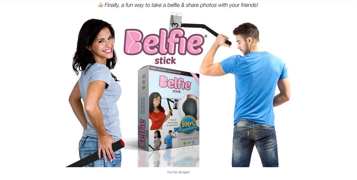 UberFacts's tweet photo. A company has created the BelfieStick, a pole that allows the user to take selfies of their butt. http://t.co/8djmcHnYE5
