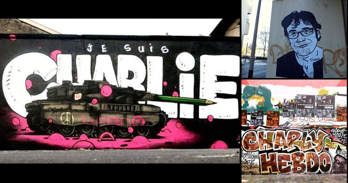 wLe street art rend hommage à #CharlieHebdo dans le monde. L’art contre les armes > bit.ly/1FveGyu