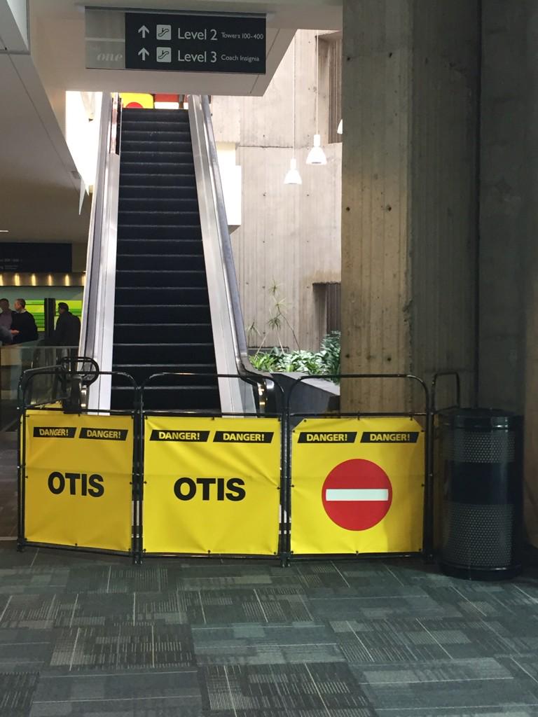 Caution: Escalator now stairs.