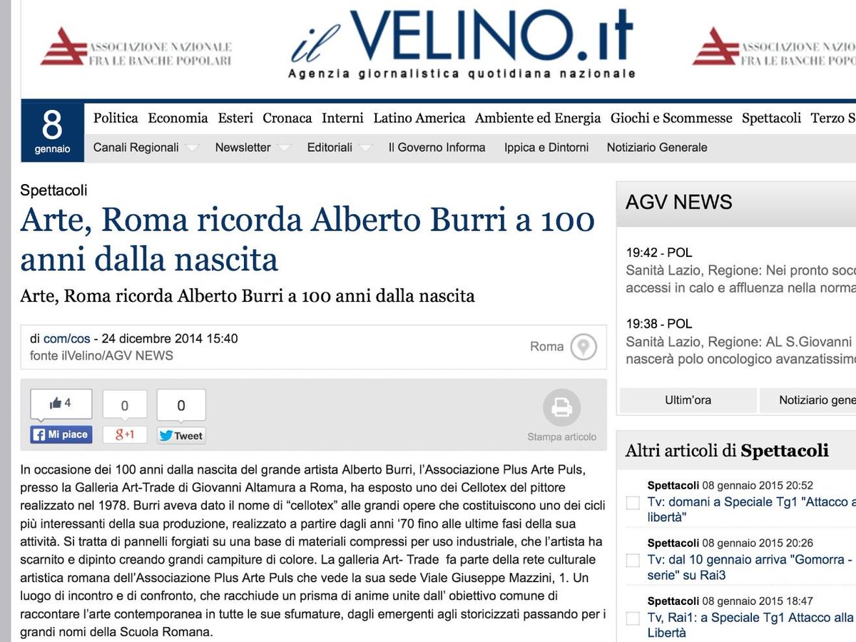PlusArtePuls's tweet photo. 2015 anno di nascite illustri #albertoburri @FrancescaRGigli @LeelooPat @LeeLooFra @PlusArtePuls celebra Burri http://t.co/kQvesonYRt