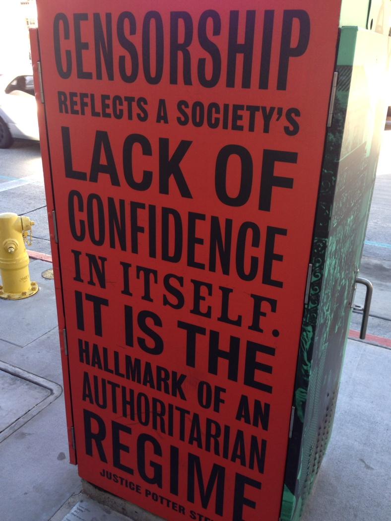 RealLucyLawless's tweet photo. Last month in Pasaadena, I took photos of anti-censorsh ip street art. Time to share. #jesuischarlie http://t.co/5MazA7be7w