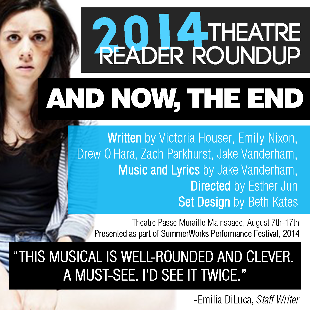 TheatreReader's tweet photo. Announcing the first of our 2014 Theatre Reader Roundup! From @SummerWorks: @AndNowTheEnd. #theaTO #TTR2014 http://t.co/HRCCznPCSk
