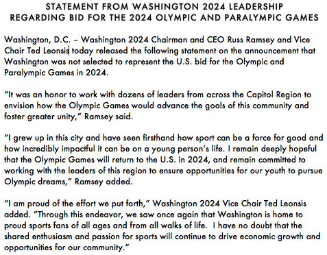 DC2024's tweet photo. Here's the official statement from @Rramsey and @TedLeonsis http://t.co/IUncjwvmNI