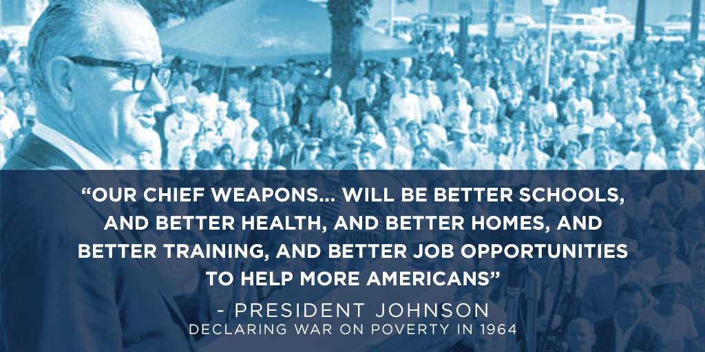 AaronWorthing's tweet photo. Who won? RT @TheDemocrats: LBJ declared war on poverty #onthisday in 1964. http://t.co/flpJCHNG6l