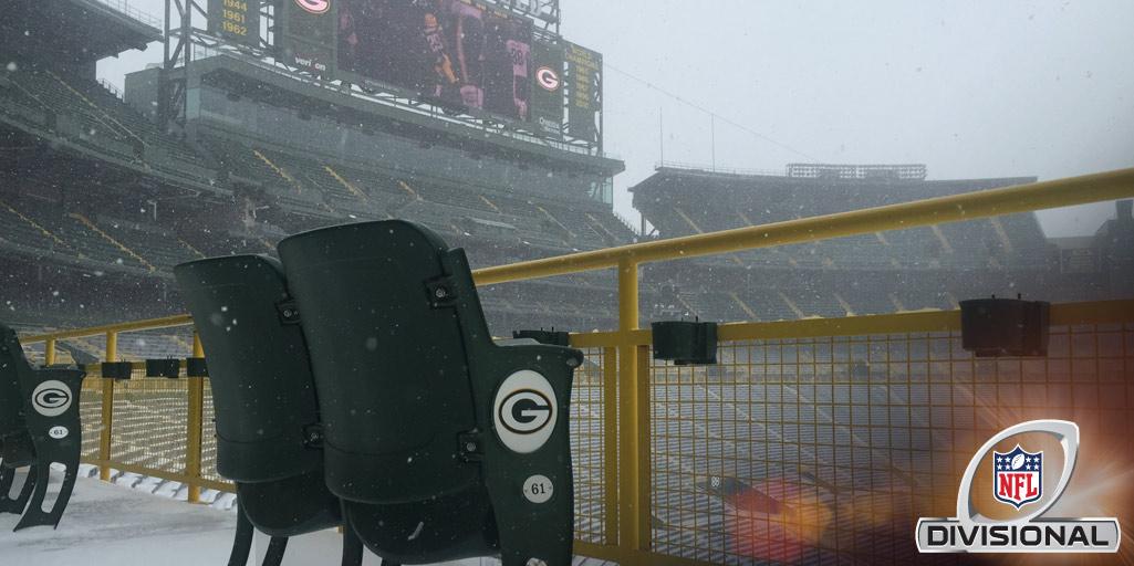 Let. It. SNOW! The scene today at Lambeau Field! NFLPlayoffs NFL