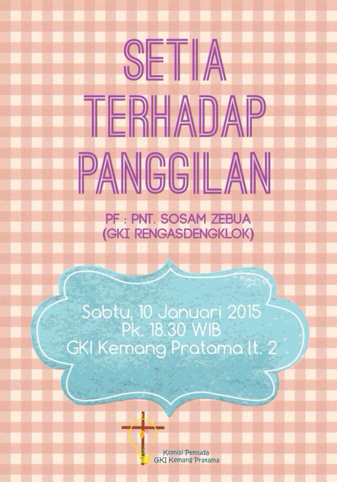 Besok! Persekutuan Pemuda GKI KP. Mari datang dan bersekutu bersama yuk teman2 jam 18.30 😁