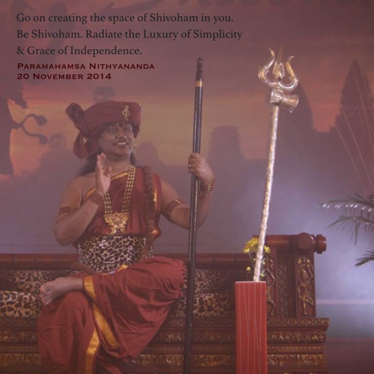 NithyaSatsangs's tweet photo. Go on creating the space of #Shivoham in you. Be Shivoham. Radiate Luxury of #simplicity .
- Paramahamsa #Nithyananda http://t.co/h657EurTGv