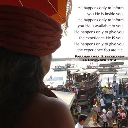 NithyaSatsangs's tweet photo. He happens only to give u the experience he IS you. 
- Paramahamsa #Nithyananda http://t.co/vefulzqtuP