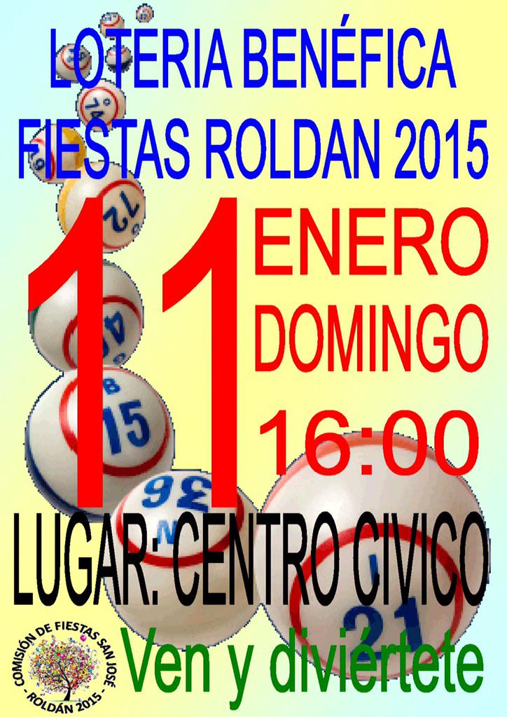 fiestasroldan's tweet photo. ¡Buenos días! Este domingo 11 de enero a las 16:00 h. volvemos con la Lotería Benéfica para las Fiestas. ¡No faltéis! http://t.co/RrNqyw9VV8