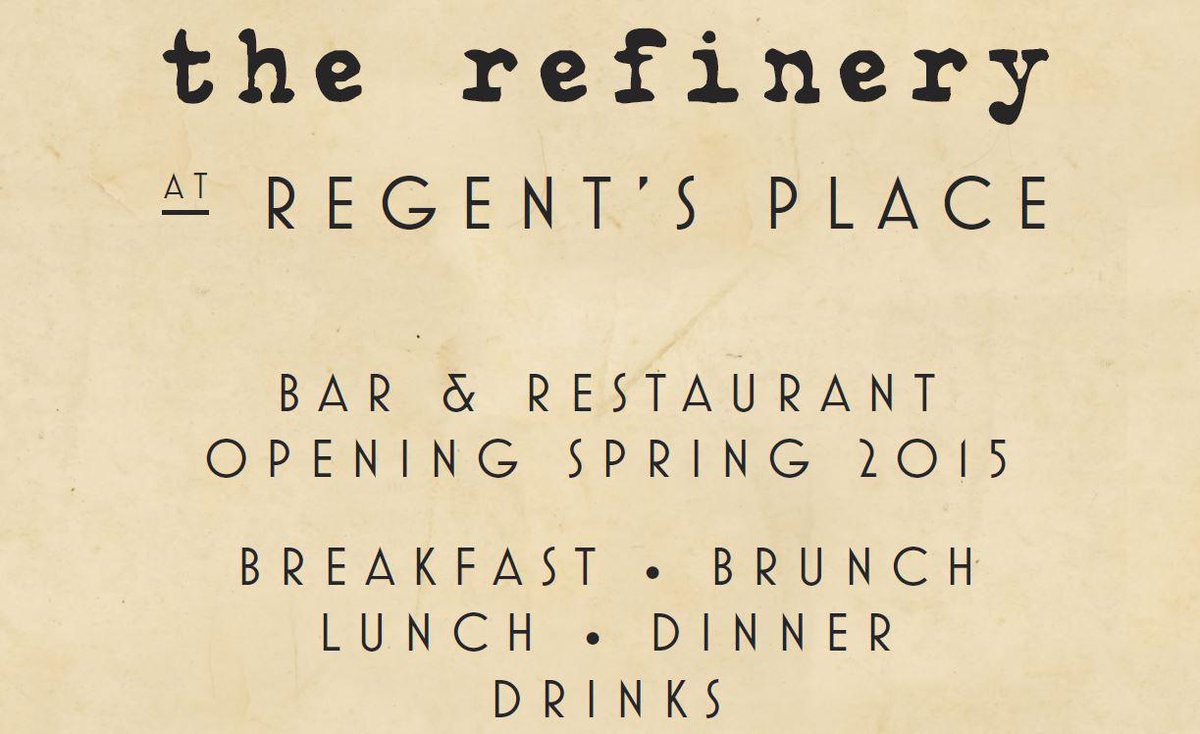 drakeandmorgan's tweet image. So #NotLongToGoNow for @therefinerybar arriving in #regentsplace bit.ly/1weegBt sign up to #win prizes!