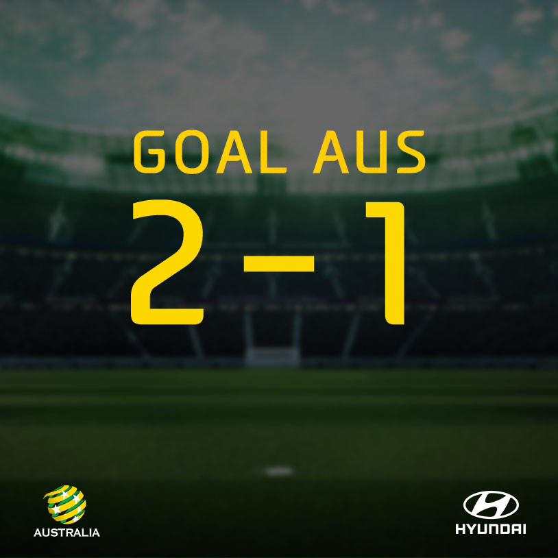 Great 1st half for the <a href="/Socceroos/">CommBank Socceroos</a>. Now push on for the win! 
#GoSocceroos #everystepoftheway #hyundaiaus