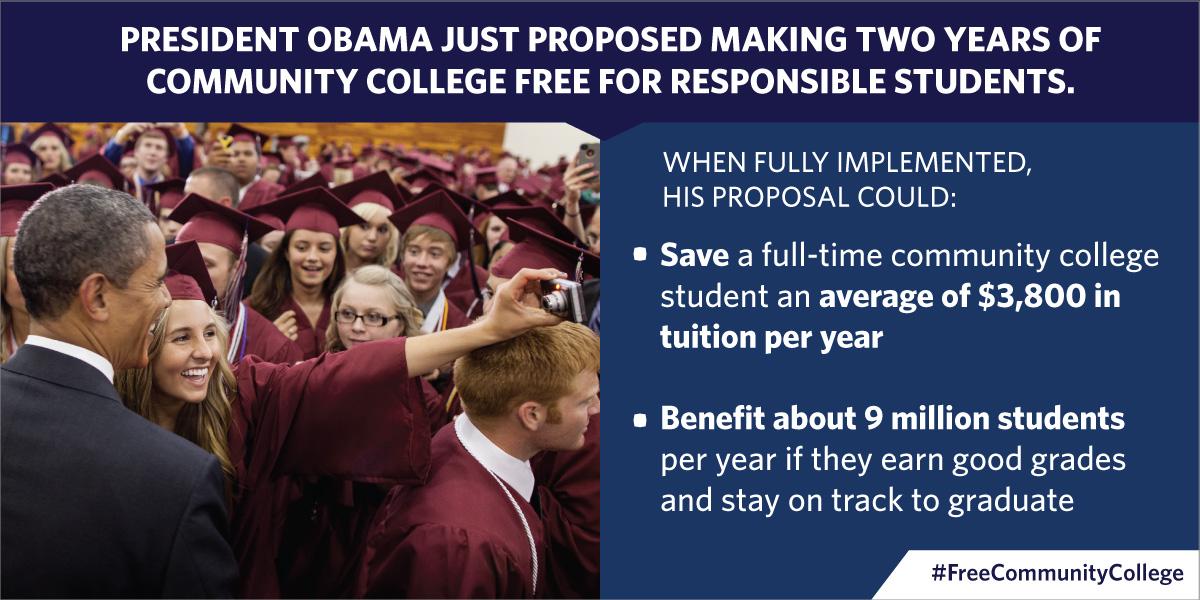 President Obama's #FreeCommunityCollege plan could save a full-time student an average of $3,800/year in tuition.