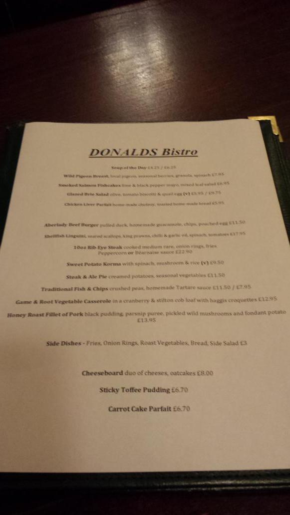 Tonights Bistro Menu at Donalds at @duckskilspindie some great local produce and amazing flavours