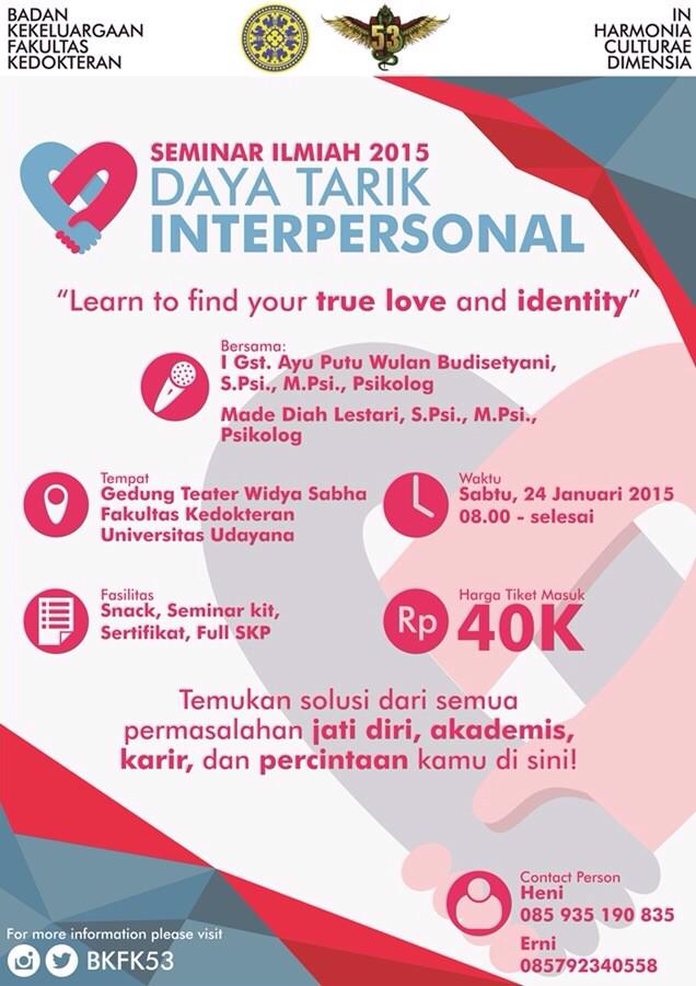 bkfk53's tweet photo. Ayo ikuti ya seminar kita mengenai daya tarik personal, info bisa d baca d pamflet 🎉🎉 @StikesBaliKu @bem_stikes_wika http://t.co/ckR22romZM