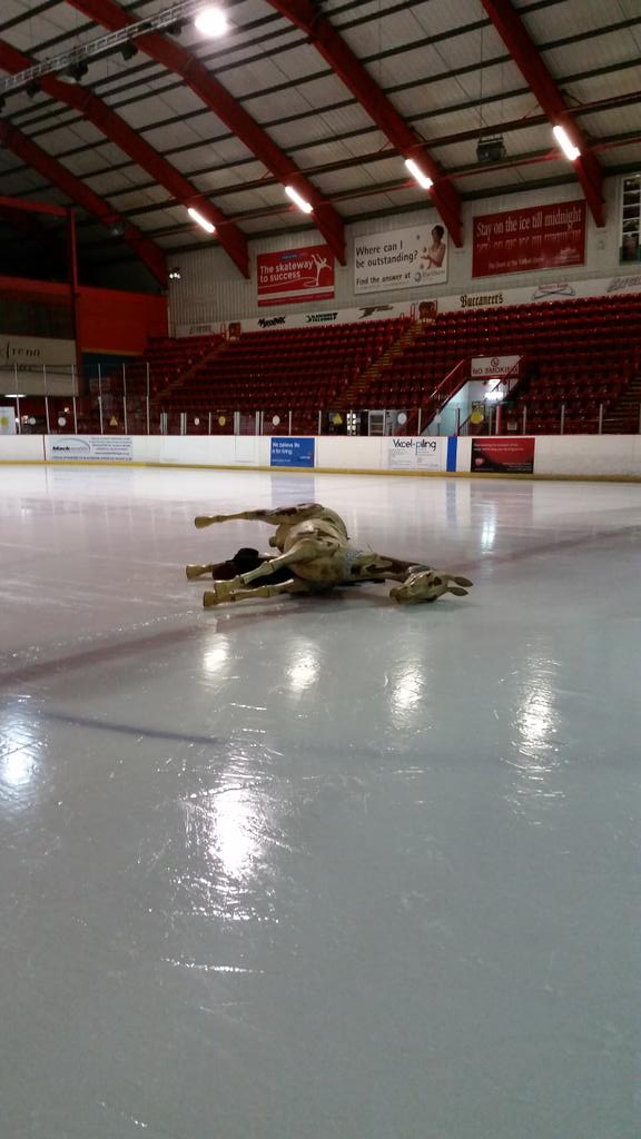 Crews simulating horse rider trapped under horse on a frozen pond. Thanks to @BlackburnArena1 for our training venue.