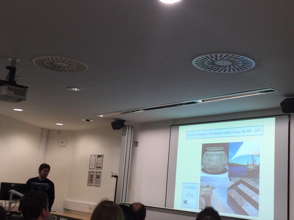 Seth Priestman giving a talk on ceramics exchange in the Indian Ocean. #BANEA2015