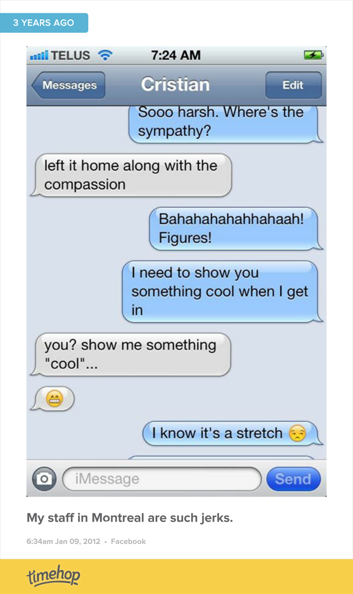 BrokenDownChevy's tweet photo. That time three years ago when one of my assistants in Montreal was being a jerk... Lol! http://t.co/5ynLEa0kjq http://t.co/rlQfVo1qf0