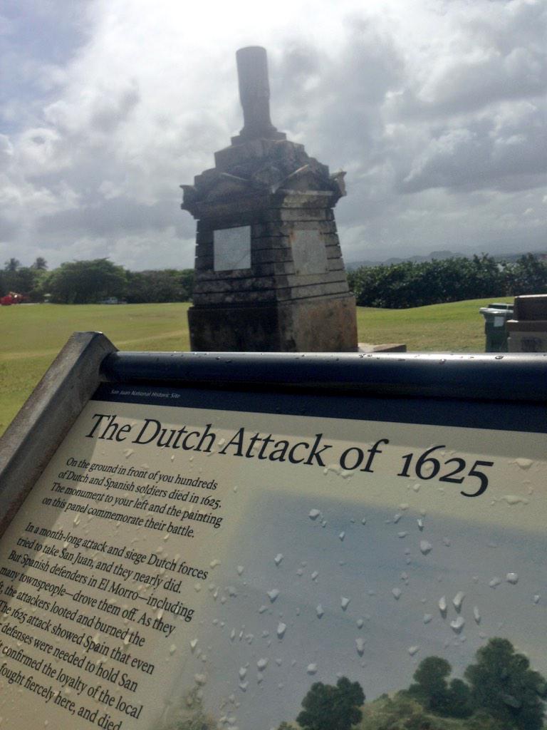 TPorchey's tweet photo. The monument behind this sign commemorates a brave soldier who defended San Juan during the Dutch attack. #bravery http://t.co/asn0F5RVkK