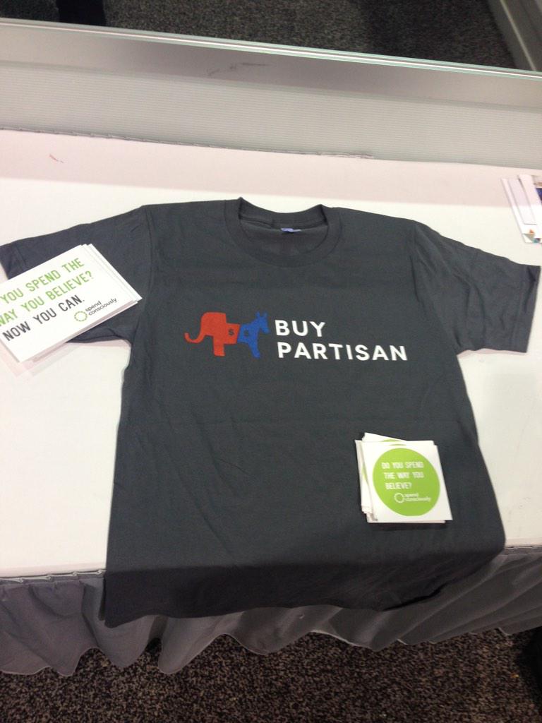BuyPartisan's tweet photo. BuyPartisan t-shirts are still available. Come demo our app at our booth at the Sands and we will give you one http://t.co/r9Y87z24PI